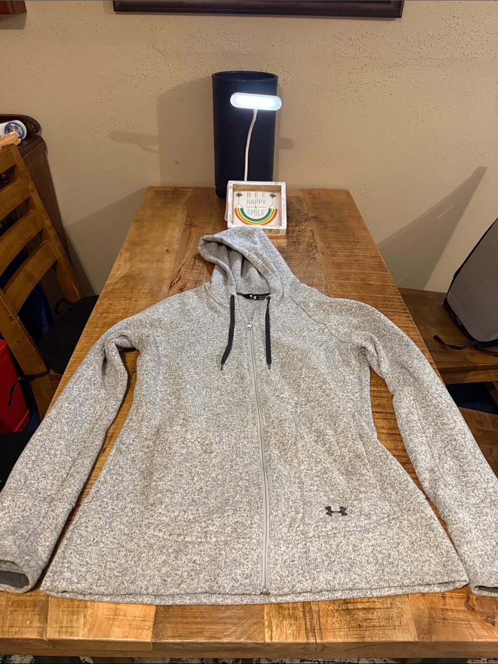 Under Armour Women's Light Gray Full-Zip Teddy Hoodie Jacket